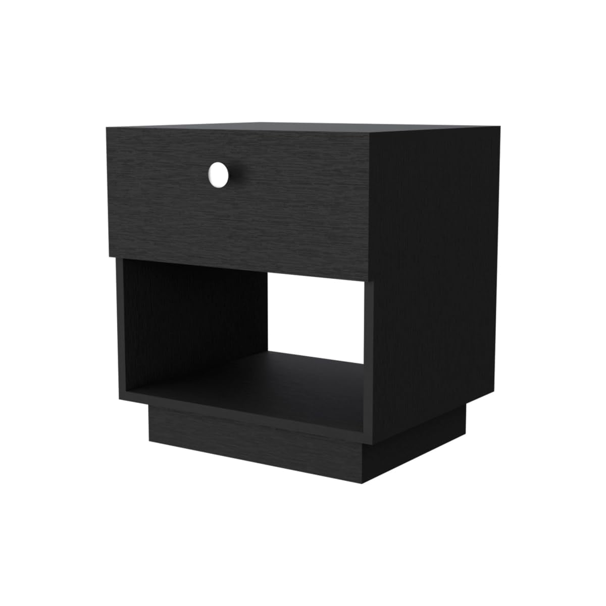 HomeRoots 518174 20 in. One Drawer Nightstand with Integrated Tech, Black