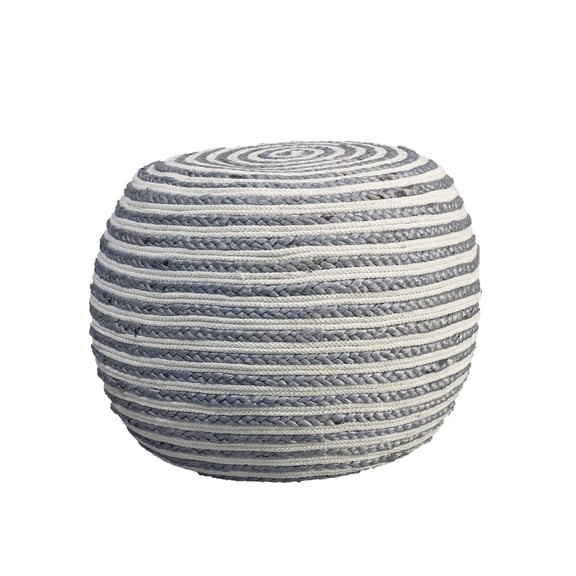 HomeRoots 20" Gray Jute Ottoman