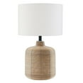 thumbnail image 1 of 20" Natural Rattan Table Lamp With White Drum Shade, 1 of 9