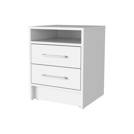 HomeRoots 20" White Two Drawers Faux Wood Nightstand