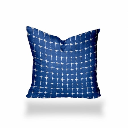 HomeRoots 20" X 20" Blue And White Enveloped Gingham Throw Indoor Outdoor Pillow