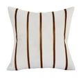 thumbnail image 1 of HomeRoots 20" X 20" Brown And Ivory Striped Faux Leather Zippered Pillow, 1 of 10