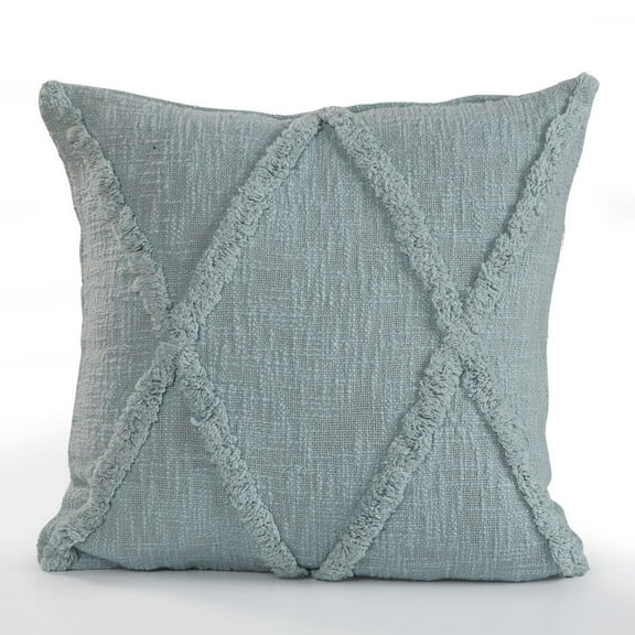 HomeRoots 20" X 20" Gray 100% Cotton Diamond Zippered Pillow