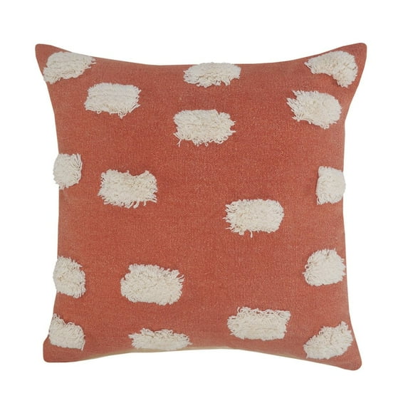 HomeRoots 20" X 20" Orange And White 100% Cotton Zippered Pillow