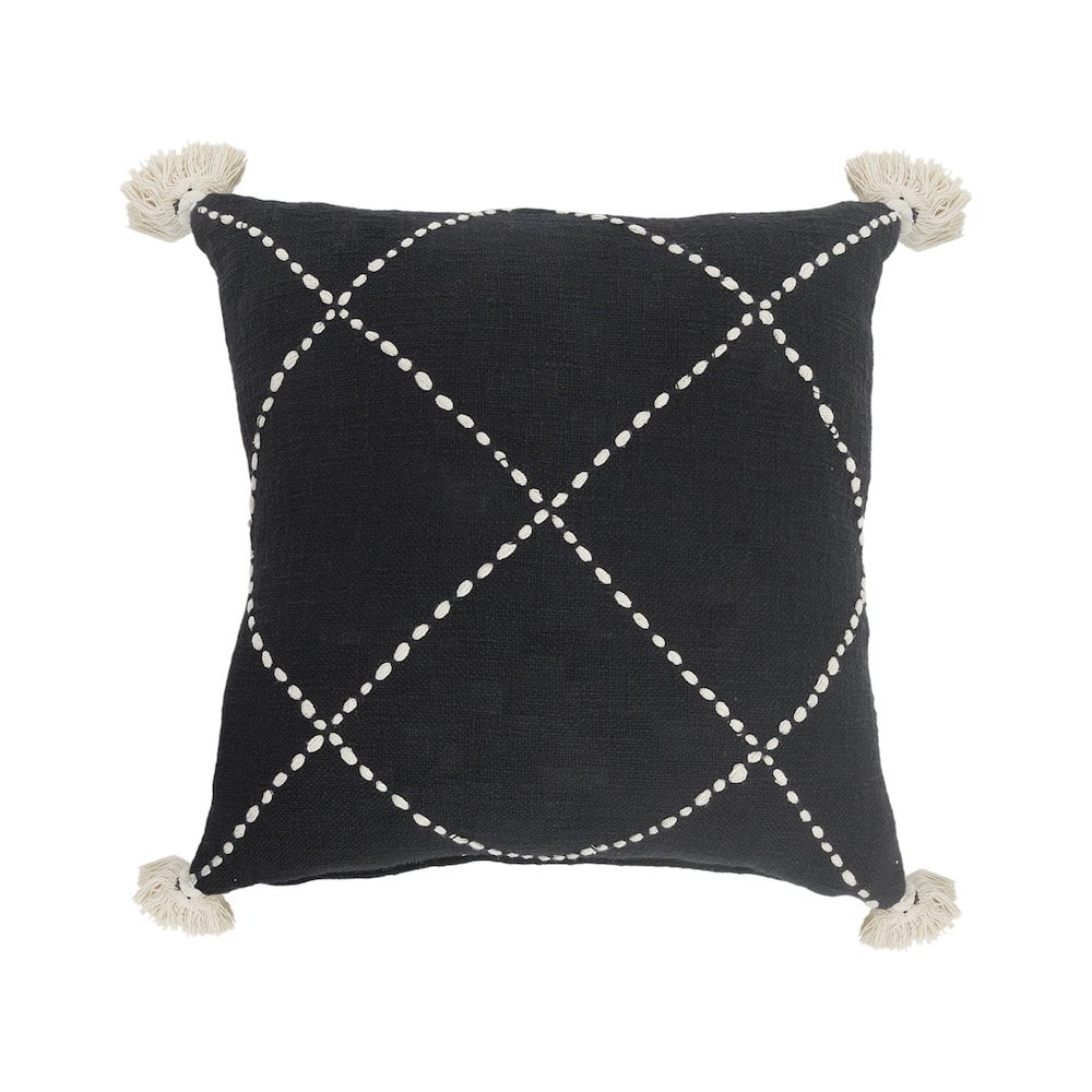 HomeRoots 20" X 20" White And Black 100% Cotton Geometric Zippered Pillow