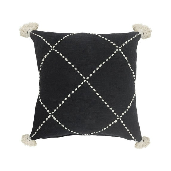 HomeRoots 20" X 20" White And Black 100% Cotton Geometric Zippered Pillow