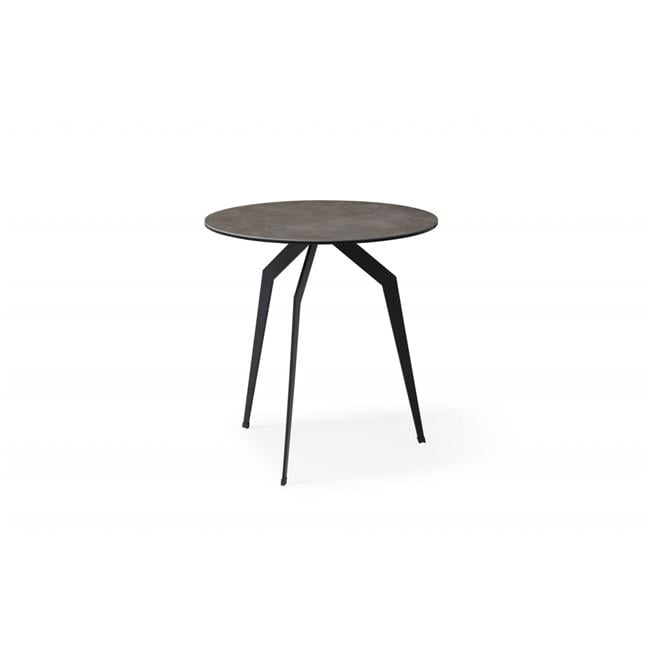 Black Round Metal and Glass Side Table with Storage