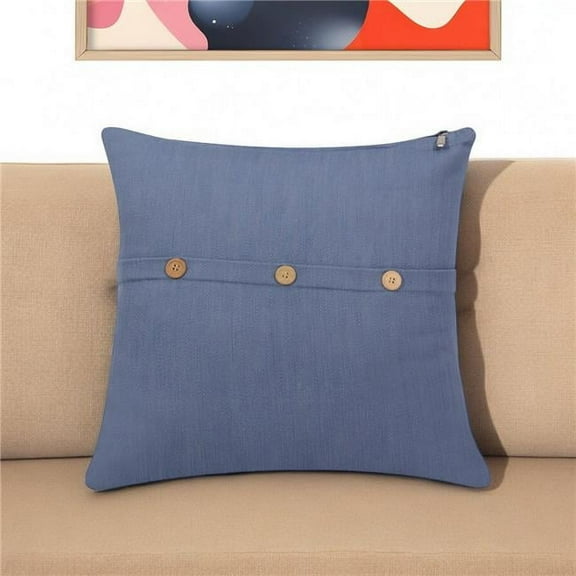 HomeRoots 535248 20 in. Blue Cotton Throw Pillow with Buttons
