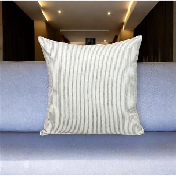 20" Brown and White Striped Cotton Throw Pillow