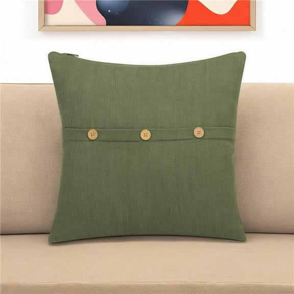 HomeRoots 535246 20 in. Forest Green Cotton Throw Pillow with Buttons