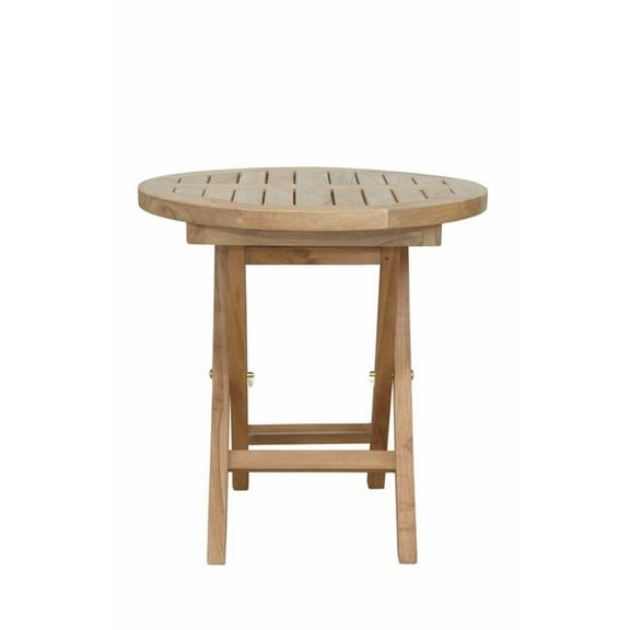HomeRoots 554936 20 in. Natural Rounded Solid Wood Folding Outdoor Side Table