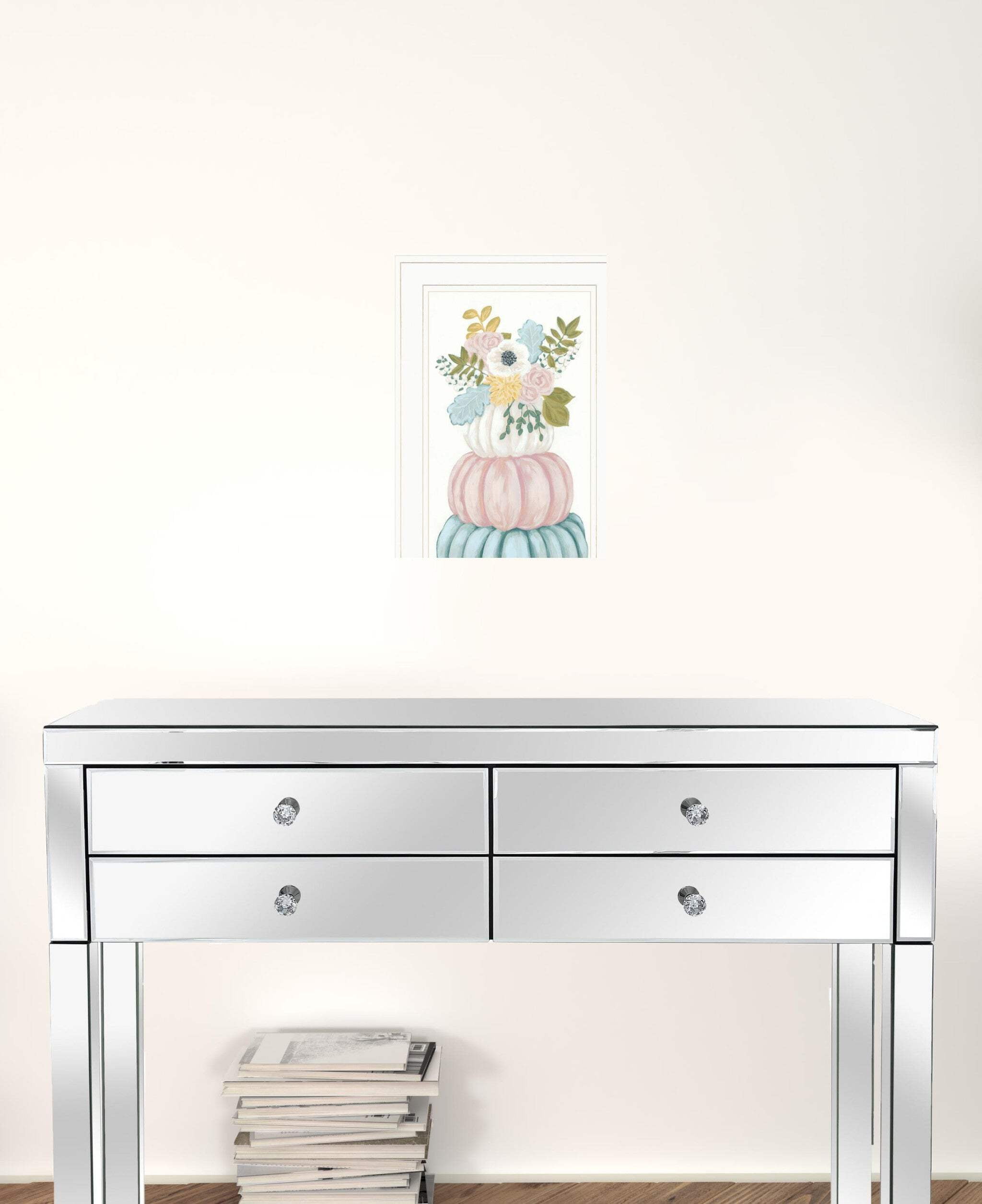 Set of Two White Framed Floral Pumpkin Prints
