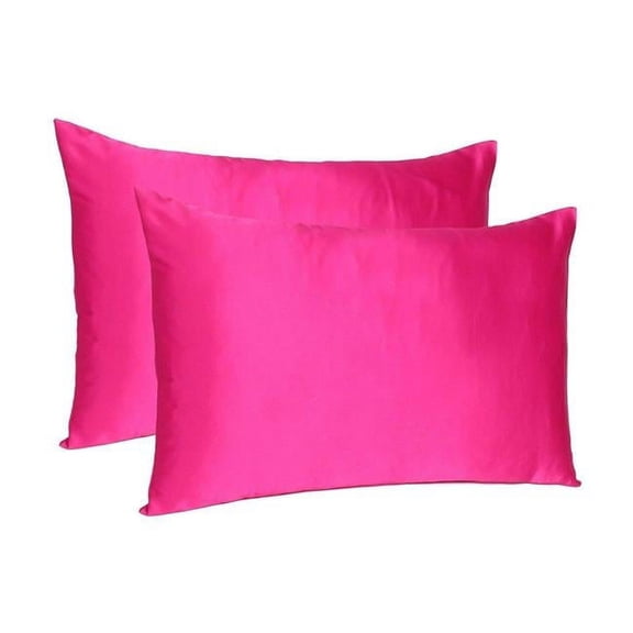 HomeRoots 20 x 30 in. Fuchsia Dreamy Silky Satin Queen Size Pillowcases