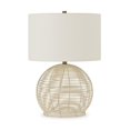 thumbnail image 1 of 21" Natural Rattan Table Lamp With White Drum Shade, 1 of 10