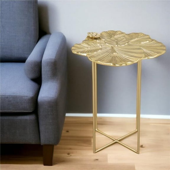 HomeRoots 556525 21 in. Gold Aluminum & Iron Cross Legs End Table