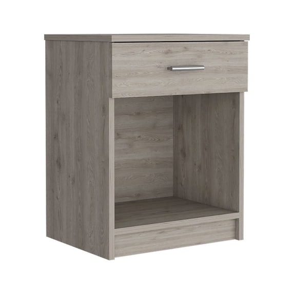 HomeRoots 22 in. One Drawer Faux Wood Nightstand, Gray