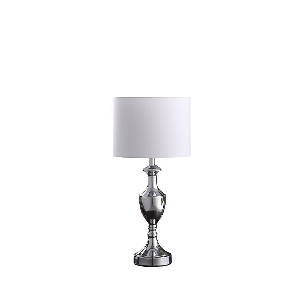 Edison 22" Silver Metal Table Lamp with White Drum Shade