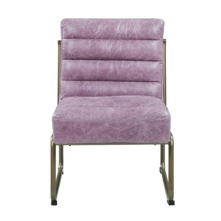 HomeRoots 22" Top Grain Leather And Steel Ikat Side Chair