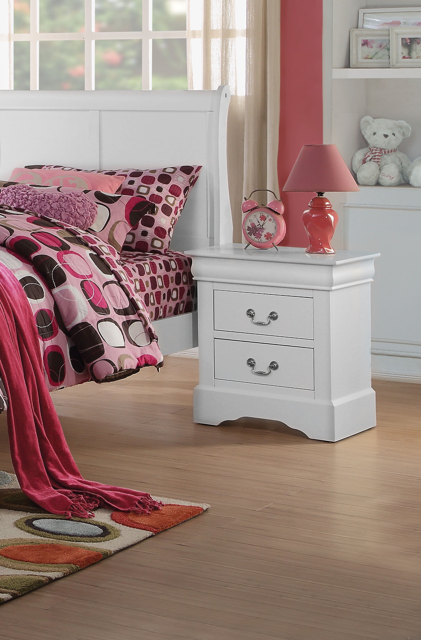 Philippe III Transitional 2-Drawer White Nightstand