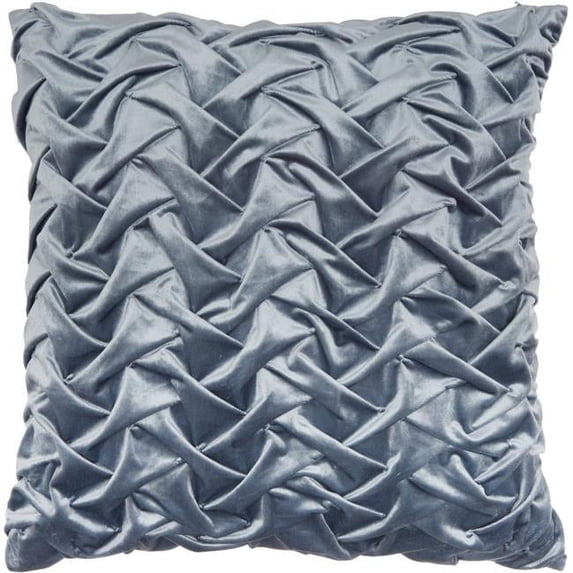 HomeRoots 22 x 22 in. Powder Blue Pleated Velvet Throw Pillow