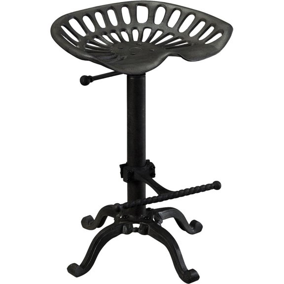 23" Black Backless Adjustable Height Bar Chair With Footrest