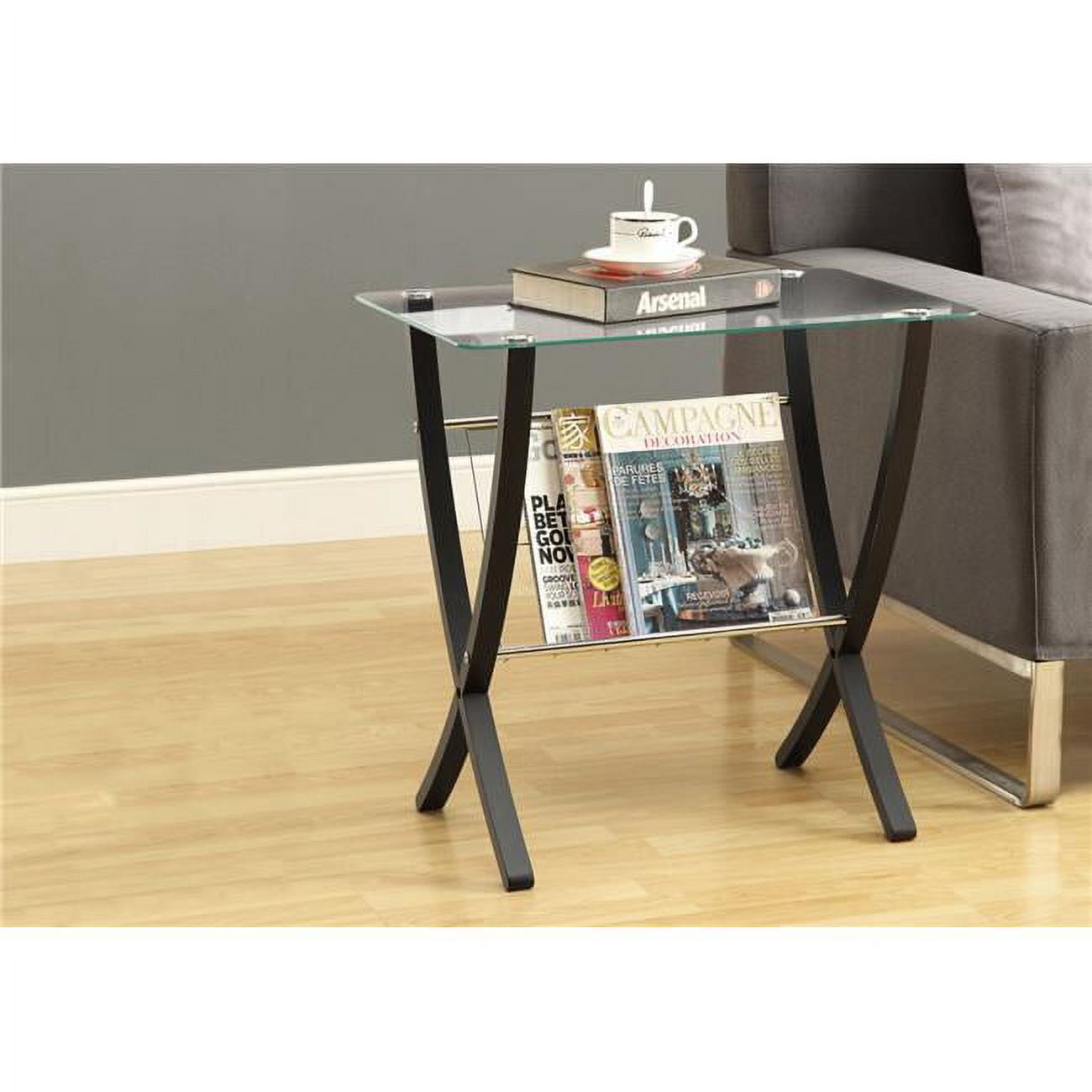 Cappuccino Bentwood & Tempered Glass 24.5" Accent Table