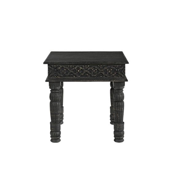 24" Black Solid Wood End Table