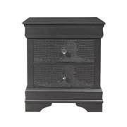 HomeRoots 478604 24 in. Shagreen Two Drawer Solid Wood Nightstand, Gray