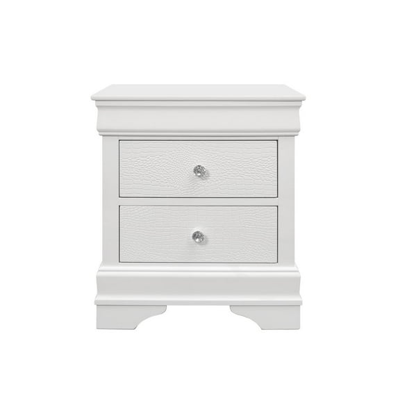 HomeRoots 24" White Shagreen Two Drawer Solid Wood Nightstand