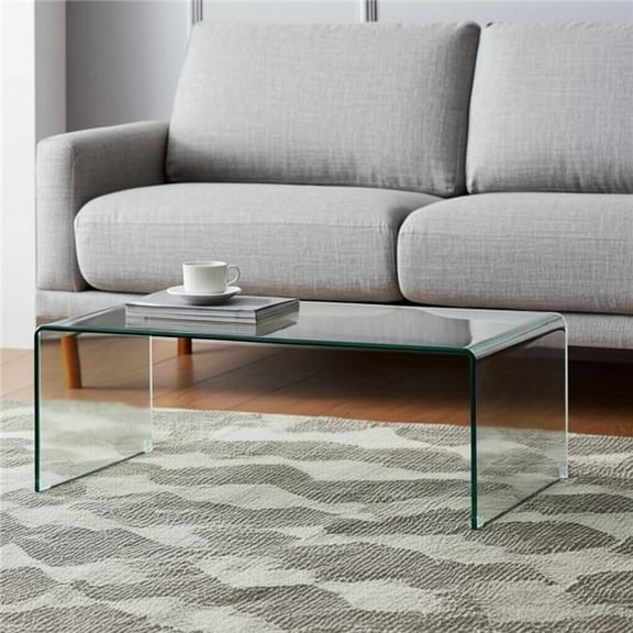HomeRoots 554277 24 in. Clear Glass Sled Coffee Table
