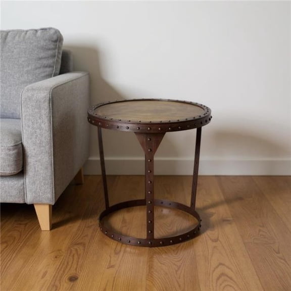 HomeRoots 634878 24 in. Copper & Bronze Metal Round Pedestal End Table