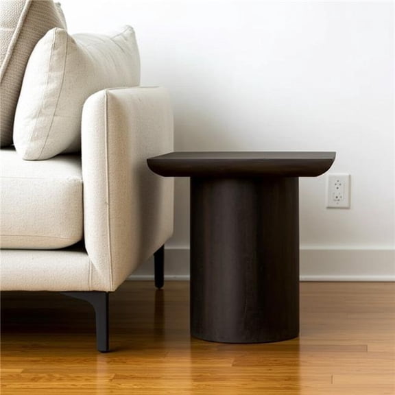 HomeRoots 605350 24 in. Dark Brown Distressed Solid Wood Square Pedestal End Table