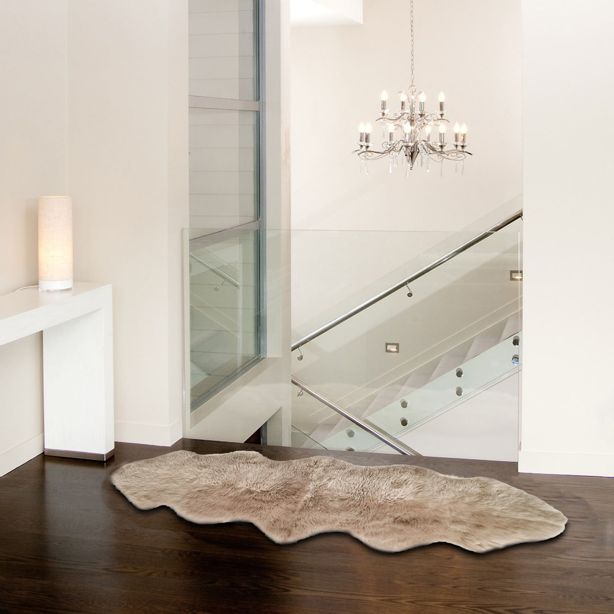 Handmade Luxe Blue Sheepskin Fur 72" x 24" Area Rug