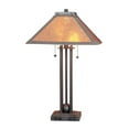 thumbnail image 1 of 25" Rust Metal Two Light Table Lamp With Amber Square Shade, 1 of 5