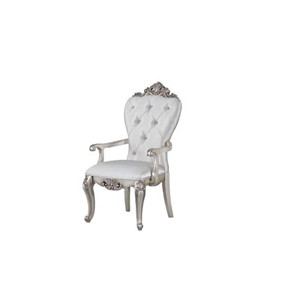 Homeroots Wood, Upholstered (Seat) 42" X 25" X 25" Wood And Upholstered (Seat) Arm Chair (Set-2), Cream Fabric & Antique White