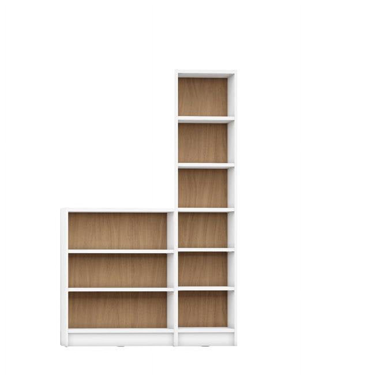 HomeRoots 250623 Bookcase 9 Wide & Narrow Shelves, White Matte & Maple