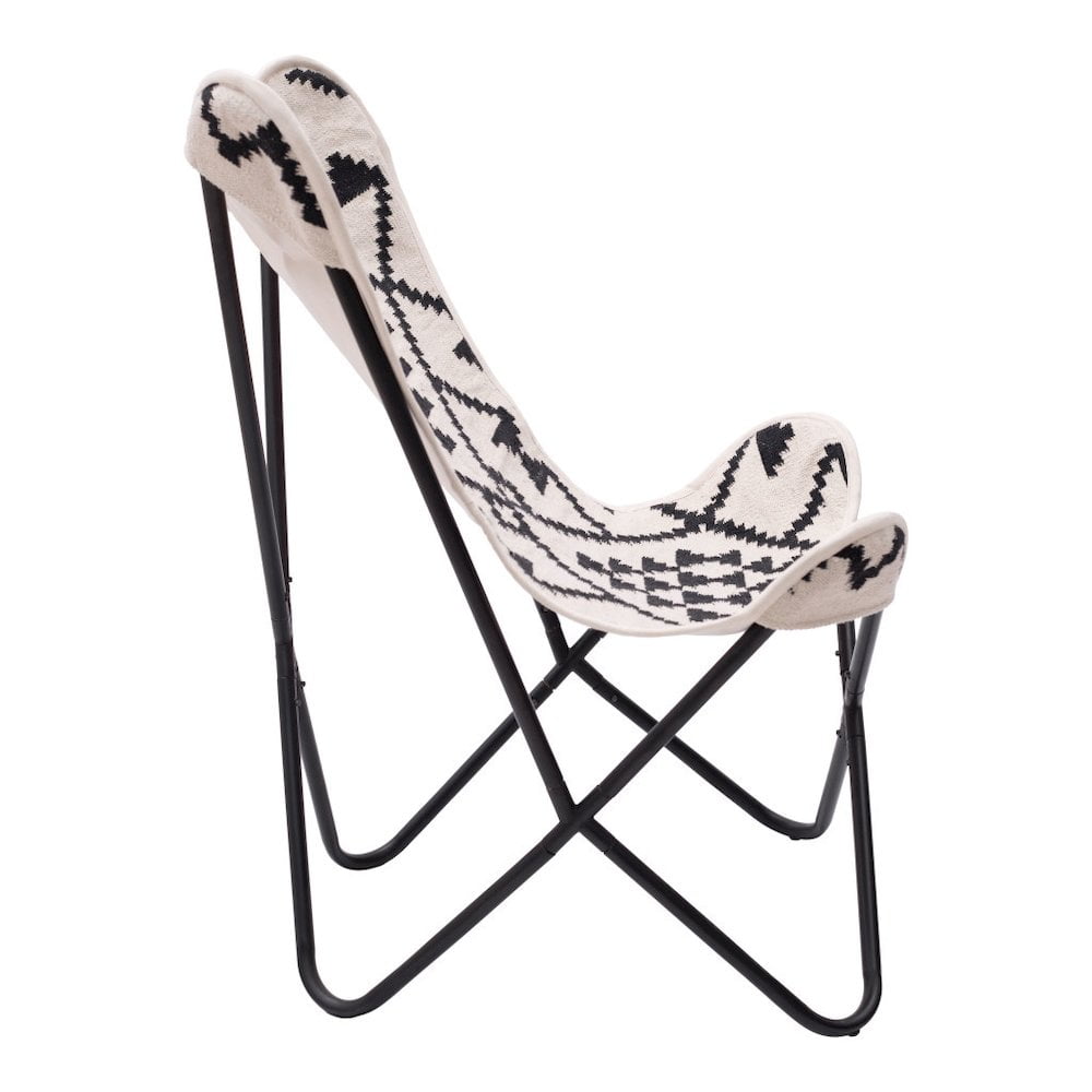 HomeRoots 26" Beige and Black Geometric Butterfly Chair