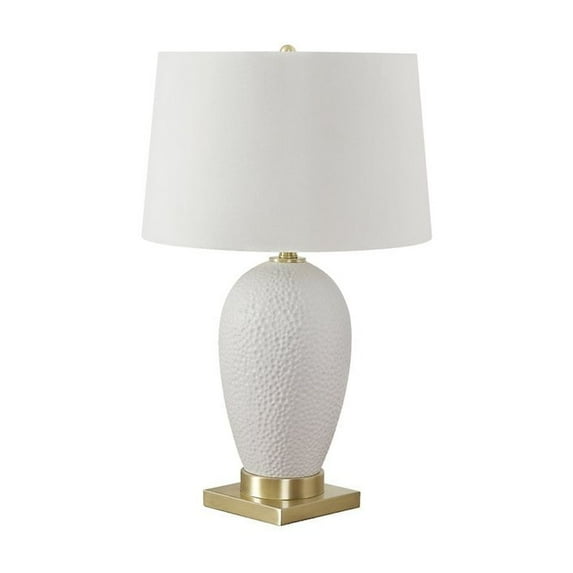 HomeRoots 26" Gold And White Ceramic Urn Table Lamp With Cream Empire Shade