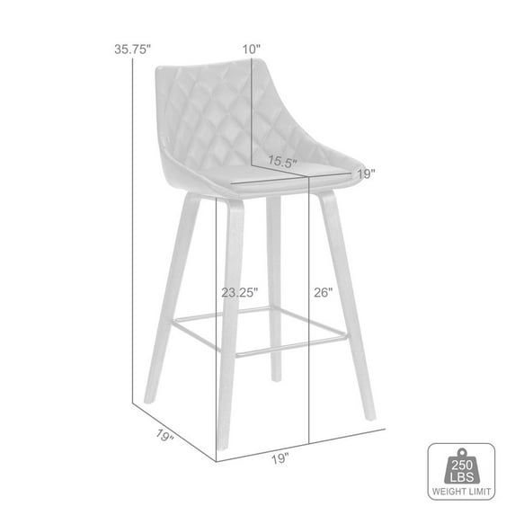 26" Gray Tufted Velvet Upholstered Bar Stool