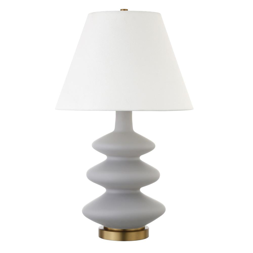 HomeRoots 26" Gray and Gold Glass Table Lamp With White Empire Shade