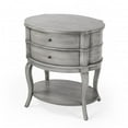 thumbnail image 1 of HomeRoots 476431 26 in. Wood Oval End Table with Two Drawers & Shelf, Gray, 1 of 9