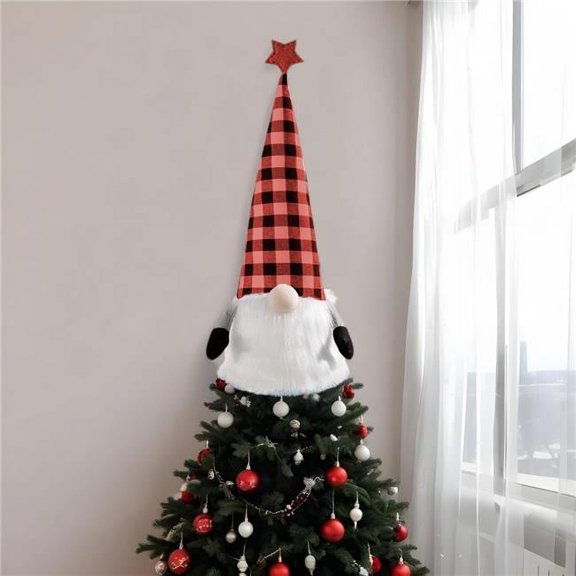 HomeRoots 480630 27 in. Black Felt & Faux Fur Gnome Adjustable Height Tree Topper