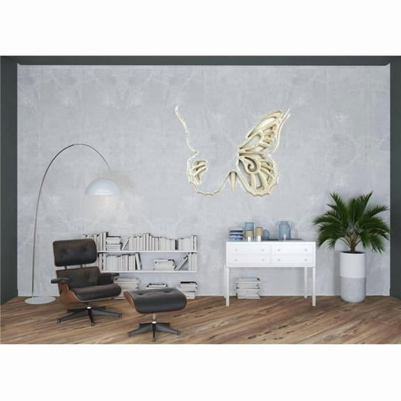 HomeRoots 274492 23 x 19 x 4 in. Light Yellow Rustic Butterfly Wooden Wall Decor