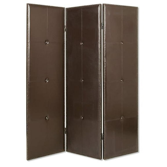 HomeRoots 274879 60 x 72 in. Brown Faux Leather Screen