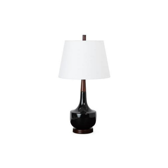 28" Black Ceramic Genie Table Lamp With White Shade