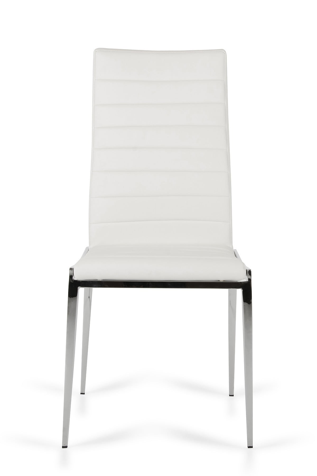 Sleek White Faux Leather Upholstered Dining Chair Set with Chrome Legs