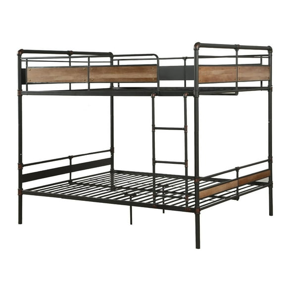 HomeRoots 286145 68 x 83 x 65 in. Brantley II Queen Size Bunk Bed Sandy Black & Silver