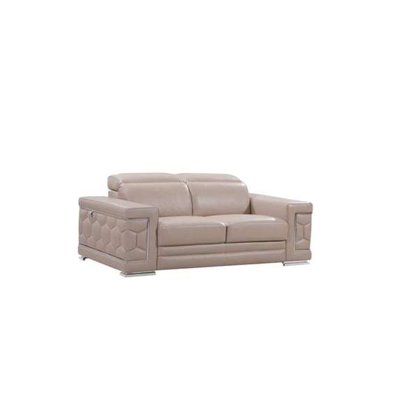 HomeRoots 329719 29-38 in. Modern Beige Leather Loveseat