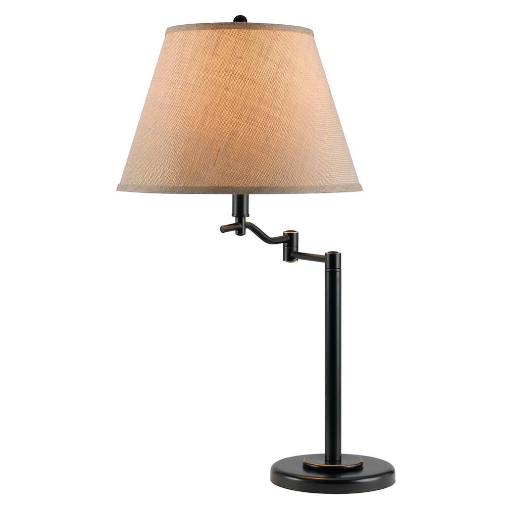 HomeRoots 29" Bronze Metal Swing Arm Table Lamp With Off White Empire Shade