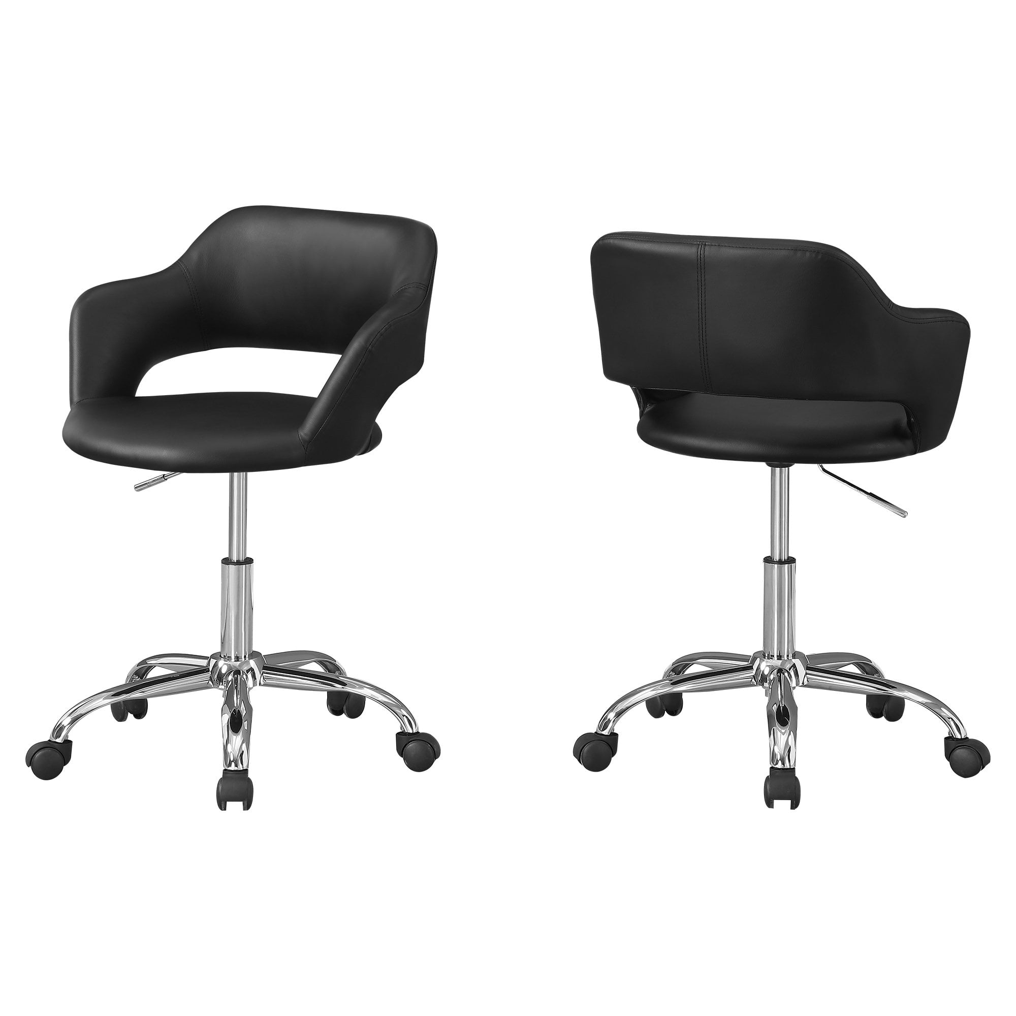 29" High Black Faux Leather Task Office Chair with Metal Base